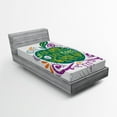 thumbnail image 1 of Ambesonne Inspirational Fitted Sheet, Apple Fruit Phrase, Twin XL Size, Purple and Green, 1 of 2