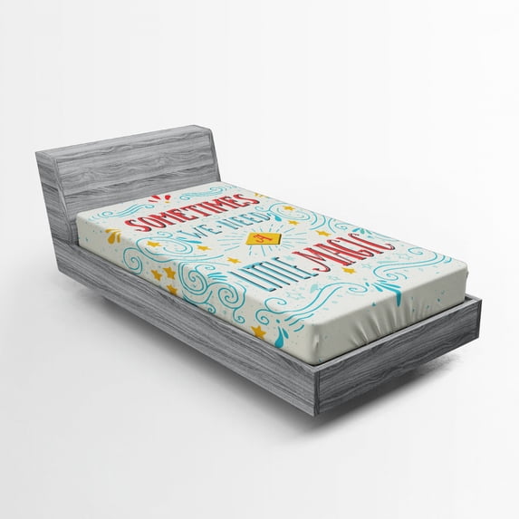 Ambesonne Inspirational Fitted Sheet, Magic Words Art, Twin XL Size, Multicolor