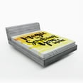 thumbnail image 1 of Ambesonne Inspirational Fitted Sheet, Motivating Words, Queen Size, Yellow Black, 1 of 2