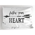 thumbnail image 1 of Ambesonne Inspirational Pillow Sham, Follow Your Heart, 26" X 20", Black and White, 1 of 2