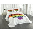 thumbnail image 1 of Ambesonne Inspirational Quilted Bedspread Set 3 Pcs, Gay Parade Slogan, Queen Size, Multicolor, 1 of 5