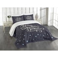 thumbnail image 1 of Ambesonne Inspirational Quilted Bedspread Set 3 Pcs, Night Sky Words, Queen Size, Dark Purple Beige, 1 of 5