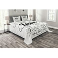 thumbnail image 1 of Ambesonne Inspirational Quilted Bedspread Set 3 Pcs, Optimist Message, King Size, Black and White, 1 of 3