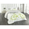 thumbnail image 1 of Ambesonne Inspirational Quilted Coverlet 3 Pcs, Life is a Bike Ride, Queen Size, Green Black, 1 of 2