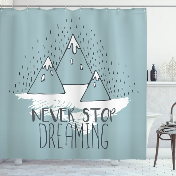 Ambesonne Inspirational Shower Curtain, Cartoon Mountain, 69"Wx84"L, Pale Green White