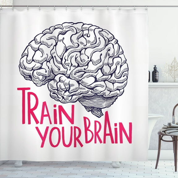 Ambesonne Inspirational Shower Curtain, Humour Words, 69"Wx70"L, Pink Dark Blue