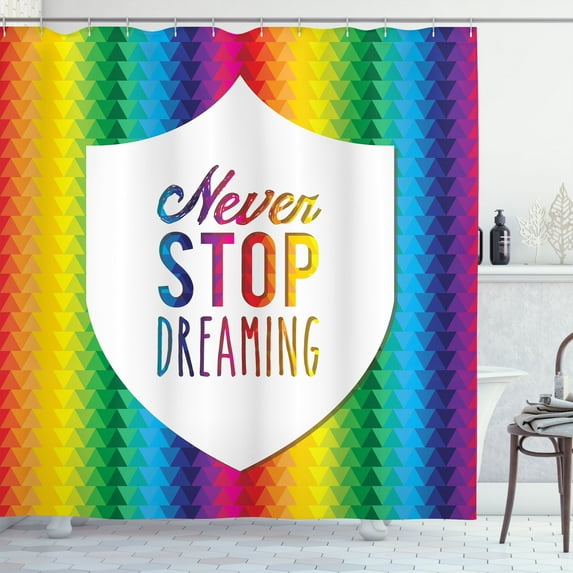 Ambesonne Inspirational Shower Curtain, Rainbow Words, 69"Wx84"L, Multicolor