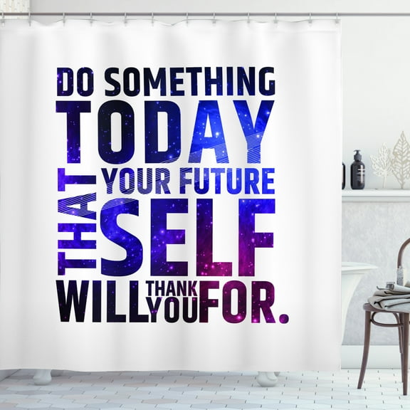 Ambesonne Inspirational Shower Curtain, Self Will Words, 69"Wx84"L, Dark Purple White
