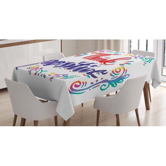 Ambesonne Inspirational Tablecloth Rectangular Table Cover, Think Positive, 60"x84", Multicolor