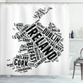 thumbnail image 1 of Ambesonne Ireland Map Shower Curtain, Modern City Names Theme, 69"Wx84"L, Charcoal Grey and White, 1 of 5