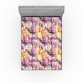 thumbnail image 1 of Ambesonne Iris Fitted Sheet, Blooming Flowers Pattern Art, California King, Pale Purple and Apricot, 1 of 5