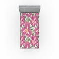 thumbnail image 1 of Ambesonne Iris Flowers Fitted Sheet, Dreamy Tropical Scene, Twin XL Size, Pastel Pink Pale Green, 1 of 5