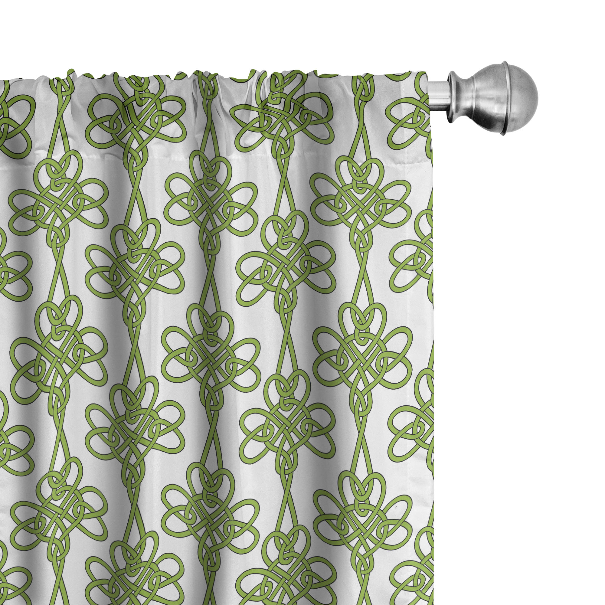 Ambesonne Irish Curtains, Entangled Clover Leaves, Pair of 28"x95