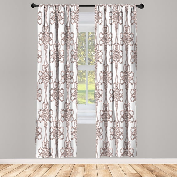 Ambesonne Irish Curtains, Leafy Twigs Celtic Pattern, Pair of 28"x63", Off White