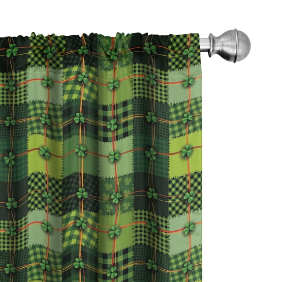 Ambesonne Irish Curtains, Patchwork Celtic Clovers, Pair of 28"x63", Multicolor