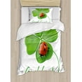 thumbnail image 1 of Ambesonne Irish Duvet Cover Sets, Clover Ladybug, 2-Twin, Black Green and Red, 1 of 4
