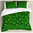 thumbnail image 1 of Ambesonne Irish Duvet Cover Sets, Kiss Me I'm Irish Humor, 2-Queen, Lime Green Green, 1 of 7