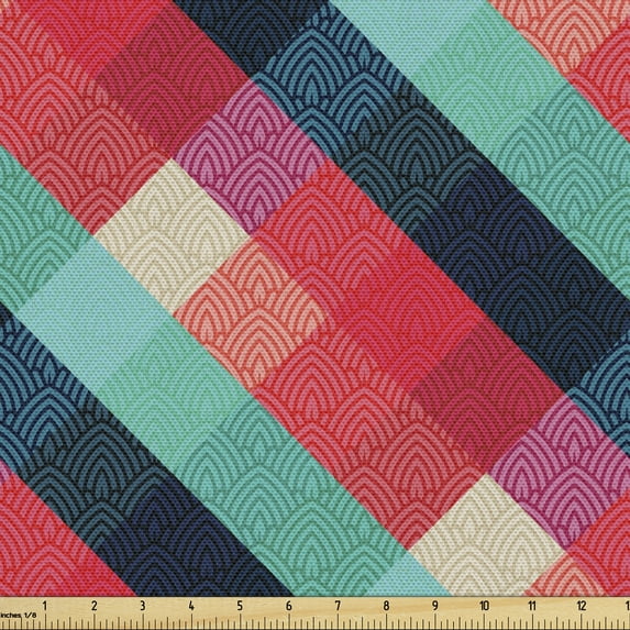 Ambesonne Irish Fabric by the Yard Upholstery, Celtic Colorful, 1 Yard, Multicolor