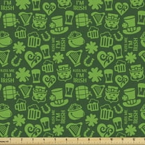 Ambesonne Irish Fabric by the Yard Upholstery, Kiss Me I'm Irish Humor, 2 Yards, Lime Green Green