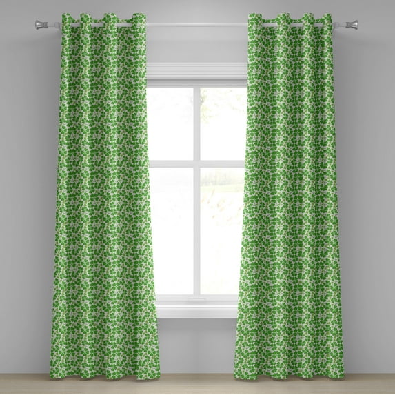 Ambesonne Irish Grommet Curtain, Gaelic Nature Clovers, 50" x 120", Lime Green Pistachio
