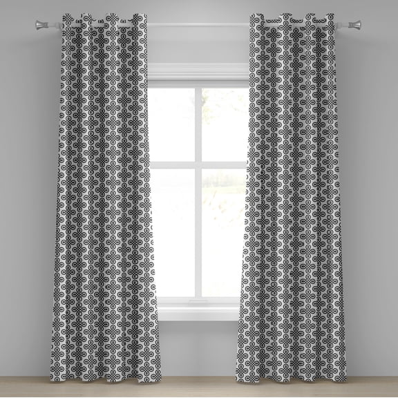 Ambesonne Irish Grommet Curtain, Old-Fashion Knot Motifs, 50" x 120", Black White