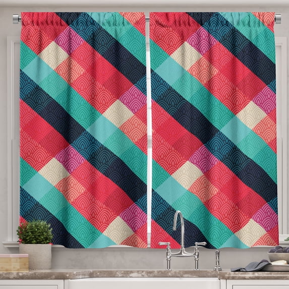 Ambesonne Irish Kitchen Curtains, Celtic Colorful, 55"x30", Multicolor