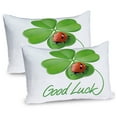 thumbnail image 1 of Ambesonne Irish Pillow Sham 2 Pack, Clover Ladybug, 36"x20", Black Green and Red, 1 of 3