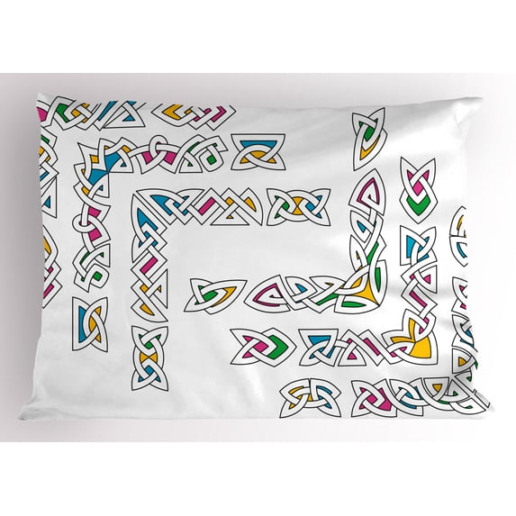 Ambesonne Irish Pillow Sham, Gaelic Ornament Patterns, 26" X 20", Multicolor