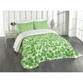 thumbnail image 1 of Ambesonne Irish Quilted Bedspread Set 3 Pcs, Gaelic Nature Clovers, Queen Size, Lime Green Pistachio, 1 of 5