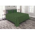 thumbnail image 1 of Ambesonne Irish Quilted Bedspread Set 3 Pcs, Intricate Clover Twigs, King Size, Black Lime Green, 1 of 5