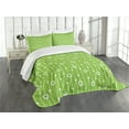 thumbnail image 1 of Ambesonne Irish Quilted Bedspread Set 3 Pcs, Trifolium Wavy Lines, King Size, Lime Green White, 1 of 5