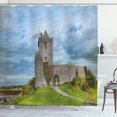 thumbnail image 1 of Ambesonne Irish Shower Curtain, Dunguire Castle Cloudy Sky, 69"Wx84"L, Pale Blue Lime Green, 1 of 4