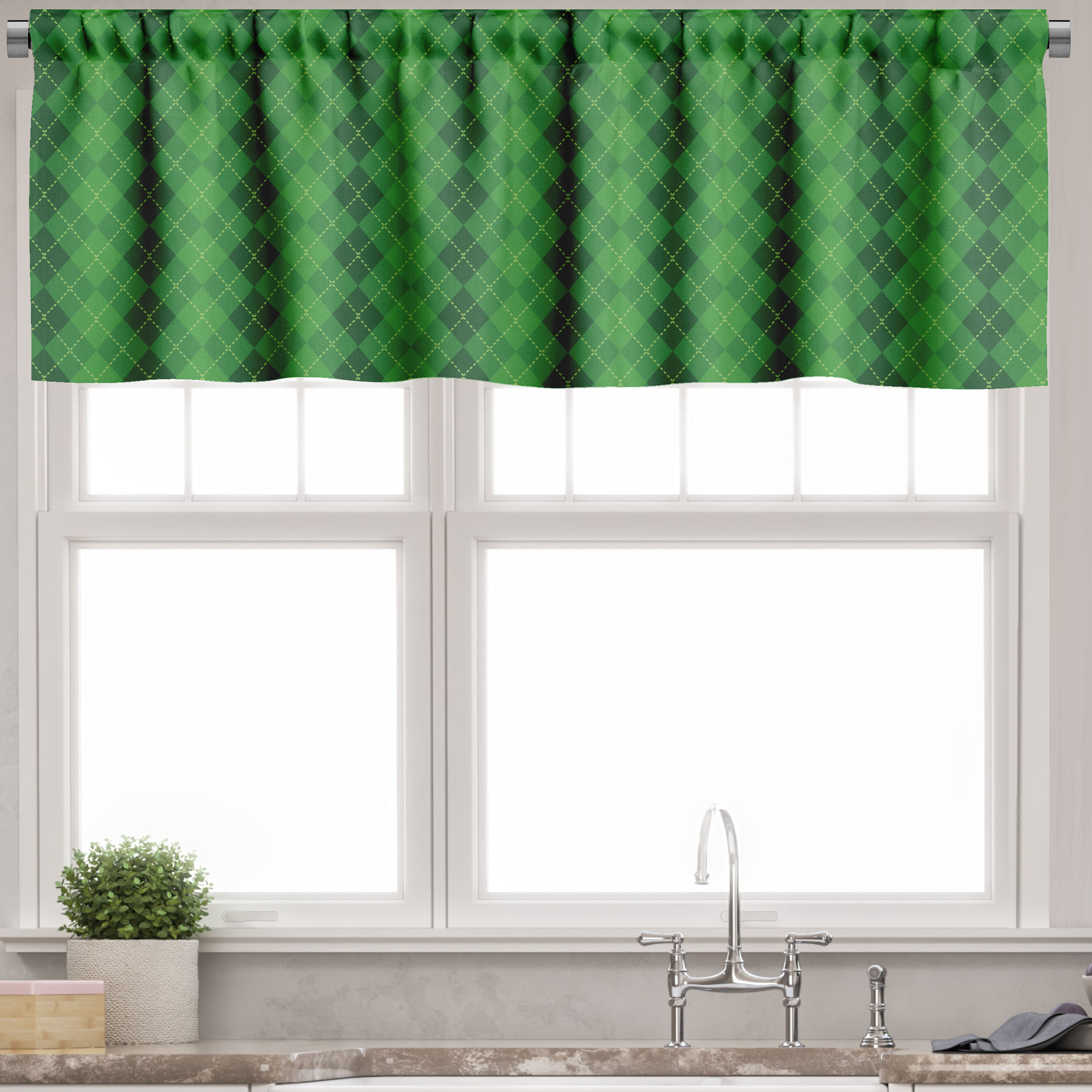 Ambesonne Irish Window Valance, Tartan Inspired Plaid, 54