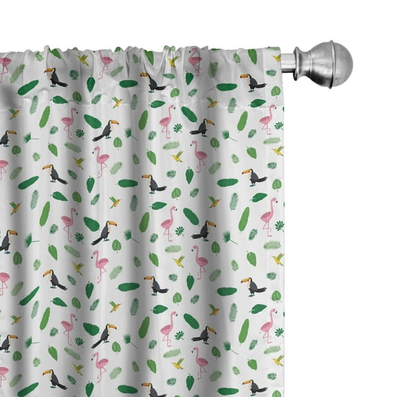 Ambesonne Island Curtains, Flamingos Toucans Birds, Pair of 28"x84", Multicolor