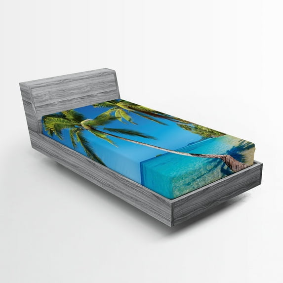 Ambesonne Island Fitted Sheet, Kood Thailand Journey, Twin Size, Blue Green Pale Brown