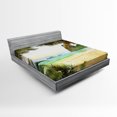 thumbnail image 1 of Ambesonne Island Fitted Sheet, Palm Coconut Trees Beach, Queen Size, Green Brown Cream, 1 of 2