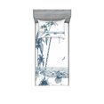 thumbnail image 1 of Ambesonne Island Fitted Sheet & Pillow Sham Set, Palm Tree Boat Sketch, Twin, Petrol Blue White, 1 of 2