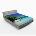 thumbnail image 1 of Ambesonne Island Fitted Sheet, Sunny Horizon of Prislin, King Size, Turquoise Green Blue, 1 of 3
