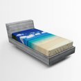 thumbnail image 1 of Ambesonne Island Fitted Sheet, Tropic Vacation Scenic, Twin XL Size, Royal Blue Sand Brown, 1 of 2