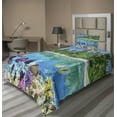 thumbnail image 1 of Ambesonne Island Fitted & Top Sheet Set with Sham, Aquatic World Maldives, Multicolor, 1 of 4
