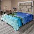 thumbnail image 1 of Ambesonne Island Flat Sheet, Sunny Horizon of Prislin, California King, Turquoise Green Blue, 1 of 1
