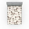 thumbnail image 1 of Ambesonne Island Life Fitted Sheet, Tropical Isle and Palm, Full Size, Eggshell Taupe Raspberry, 1 of 5