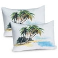 thumbnail image 1 of Ambesonne Island Pillow Sham 2 Pack, Palm Trees Coastal Charm, 26"x20", Fern Green and Sky Blue, 1 of 3