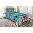 thumbnail image 1 of Ambesonne Island Quilted Coverlet 2 Pcs, Aquatic World Maldives, Twin Size, Multicolor, 1 of 2