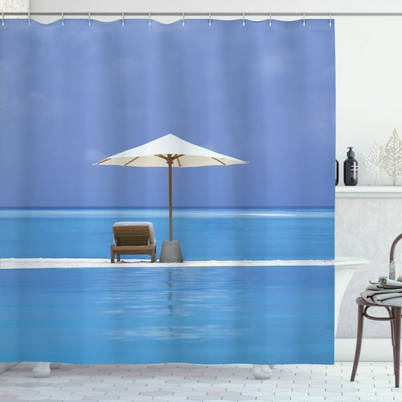 Ambesonne Island Shower Curtain, Ocean Seascape Beach, 69"Wx75"L, Blue and Beige