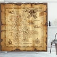 thumbnail image 1 of Ambesonne Island Shower Curtain, Old Paper Treasure Map, 69"Wx84"L, Beige Brown, 1 of 5