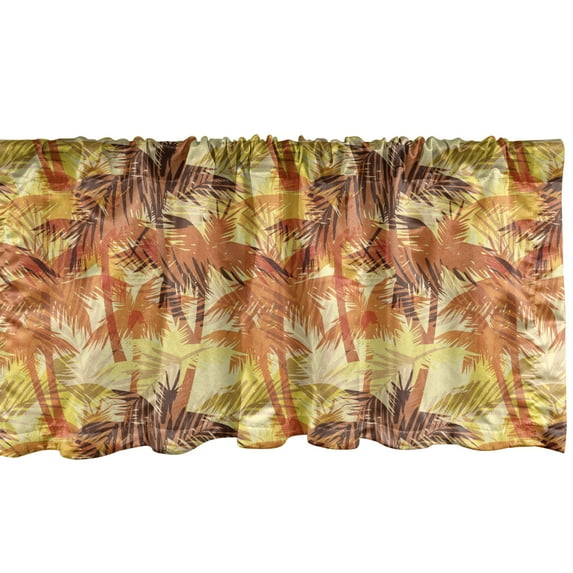 Ambesonne Island Valance Pack of 2, Orange Summer Forest Jungle, 54"X12", Dark Orange Brown Coral