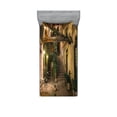 thumbnail image 1 of Ambesonne Italian Fitted Sheet & Pillow Sham Set, Old Cafe in Rome City, Twin, Pale Yellow Green Orange, 1 of 2