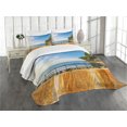 thumbnail image 1 of Ambesonne Italian Quilted Bedspread Set 3 Pcs, Bolsena Lake Italy View, Queen Size, Blue and Pale Brown, 1 of 5