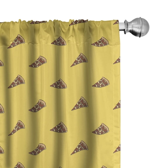 Ambesonne Italy Window Curtains, Pepperoni Pizza Slices Art, Each 28" W x 63" L, Mustard and Multicolor